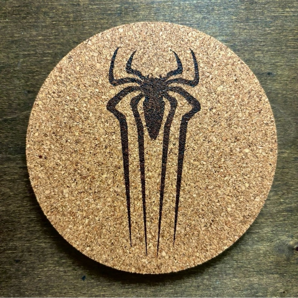 Spider-Man Andrew Garfield Logo Laser Engraved Cork Coaster